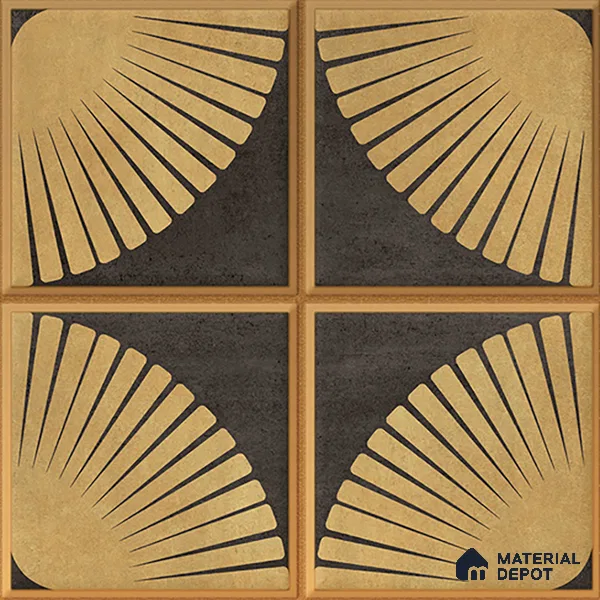 Metallic Wall & Floor Tile TL 07234 Golden Arc 1 ft x 1 ft Ceramic Matte Finish - 9 mm  | 2 mm Spacer is Mandatory | Suitable For Bathroom, Kitchen, Dining Area | Please Expect a Slight Variation of Pattern (Sample)